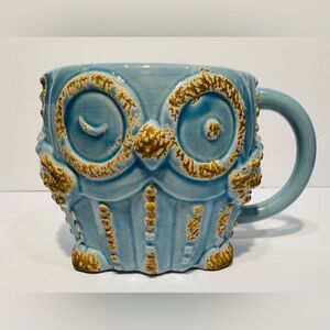 Owl Ceramic Plant Pot Blue and Brown NWOT